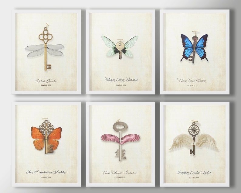 Harry Potter Flying Keys Printable set of 6 Magical Wizard | Etsy