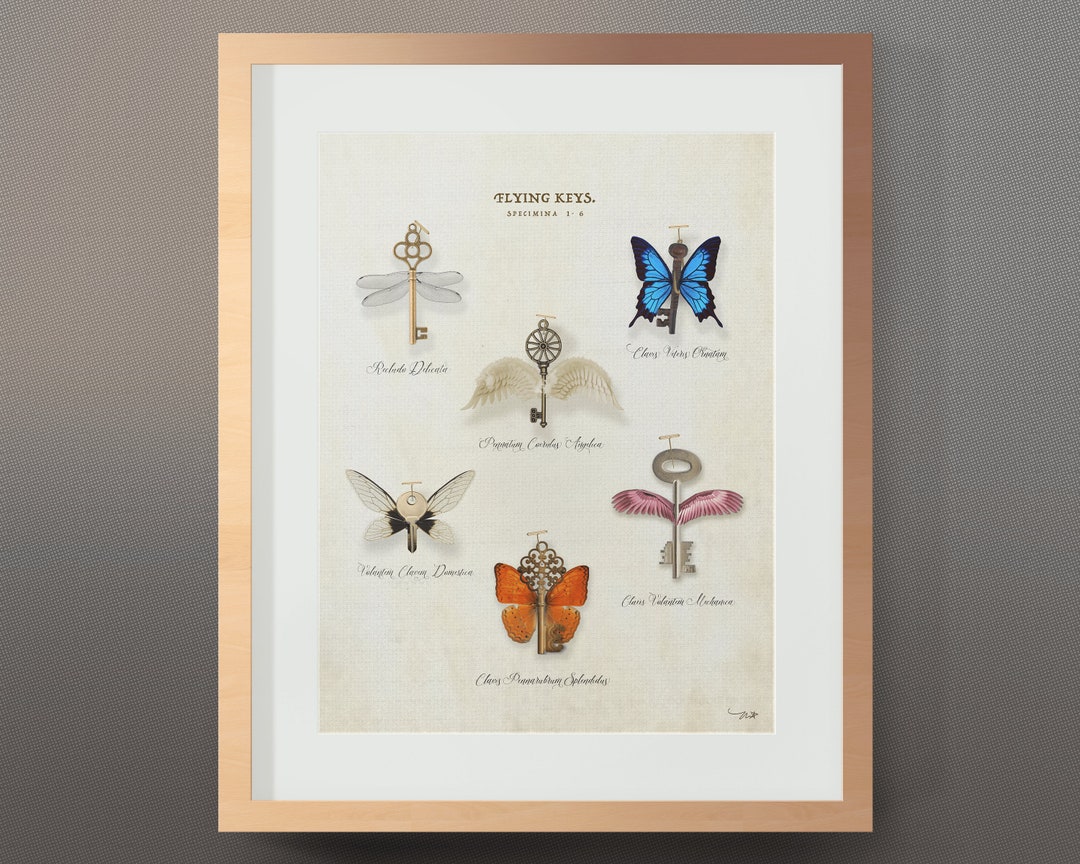 Flying Keys PRINT Poster Art | Fantasy Magical Wizard | Baby Room ...