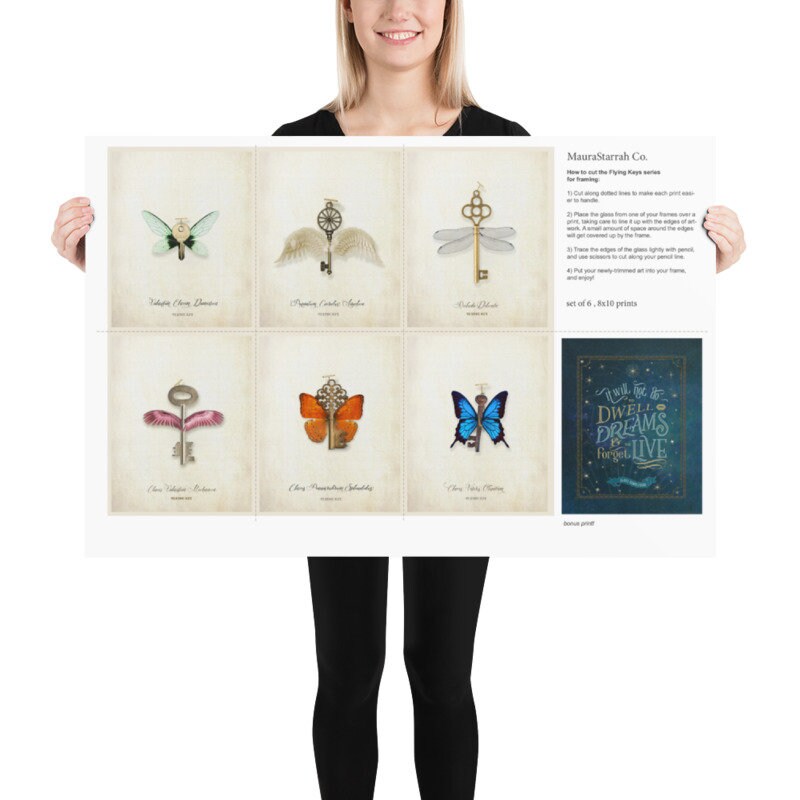 Wizard Key Sign Flying Keys PRINT SET of 6 | Magical Wizard Wall Art | Art Print | Baby ...