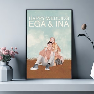 Custom Portrait Illustration, Wedding gift, Couple Portrait, Drawing From Photo, Best Friend gift, Line Drawing, Personalised Art Commission