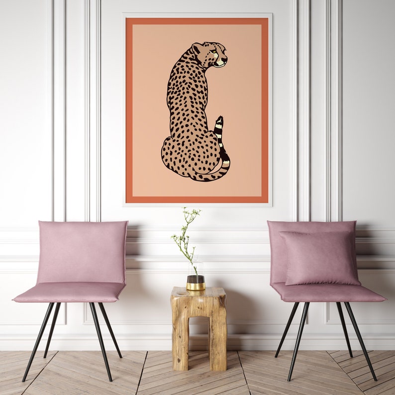 CHEETAH Abstract Art Animal Illustration Modern Art Etsy