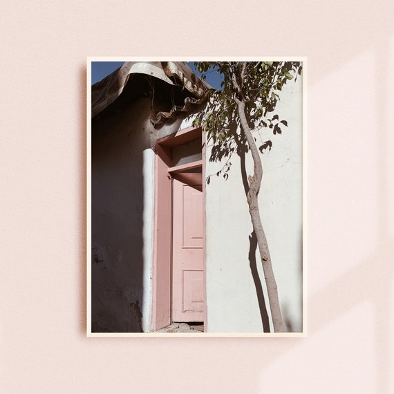 Little Pink Door Millennial Pink Pink Door Modern Wall Art Nature Architectural Photography Nature Pink Rose Shadows