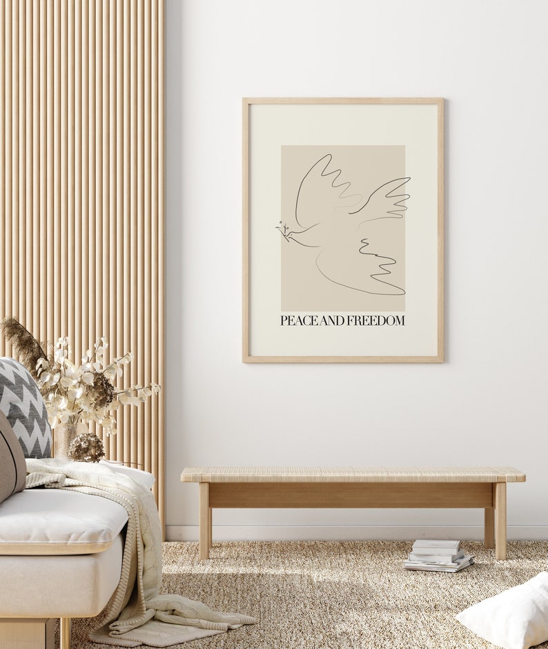 PEACE AND FREEDOM Minimalist Illustration Lithograph | Etsy