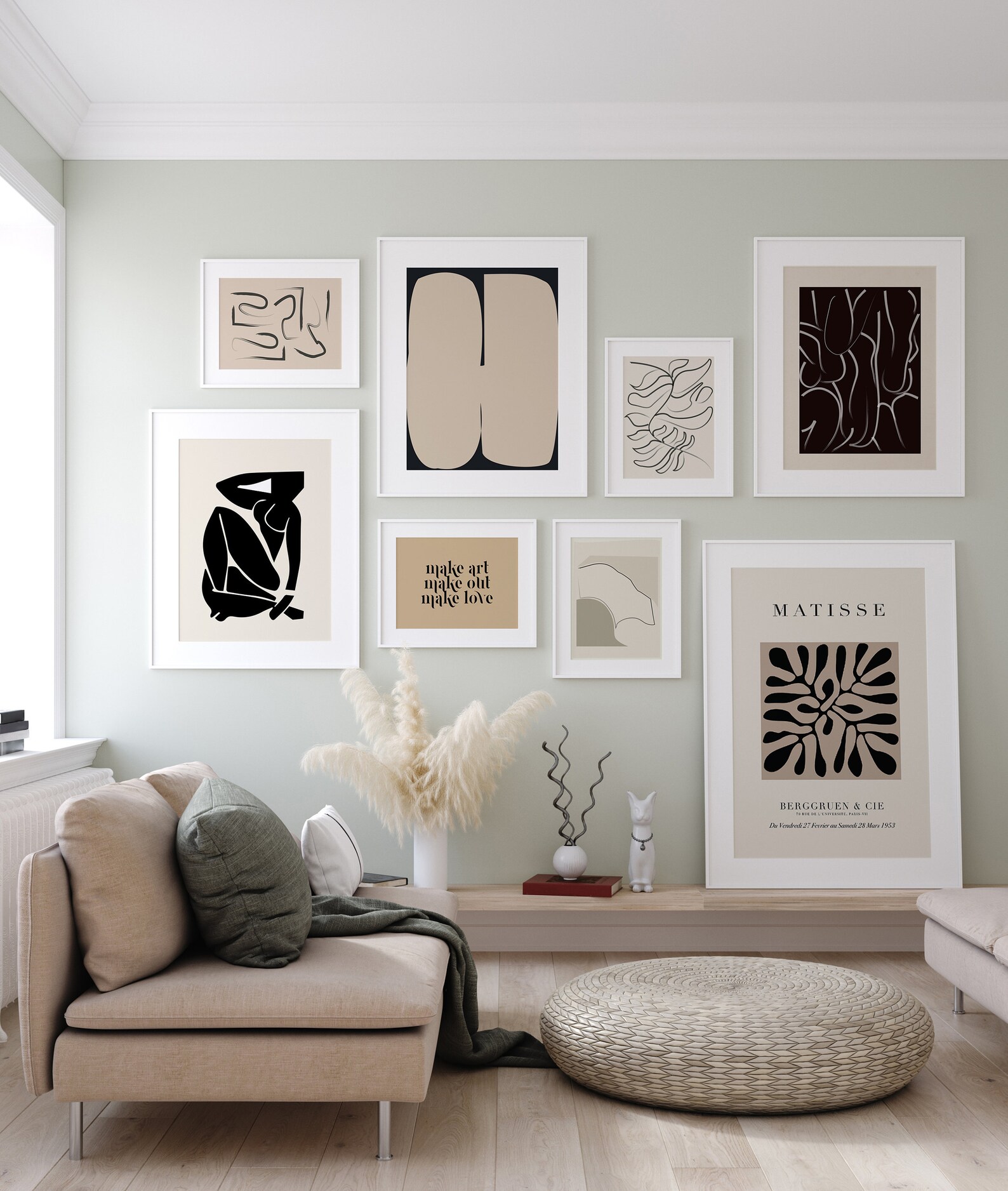 Gallery Wall Framed NEUTRAL Set of 8 Bespoke Art Bundle Etsy