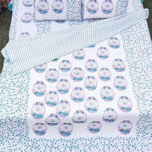 cotton Double Bed Quilt Light Weight handblock Printed, Size 90&quot;X108&quot;, Light weight Comforter