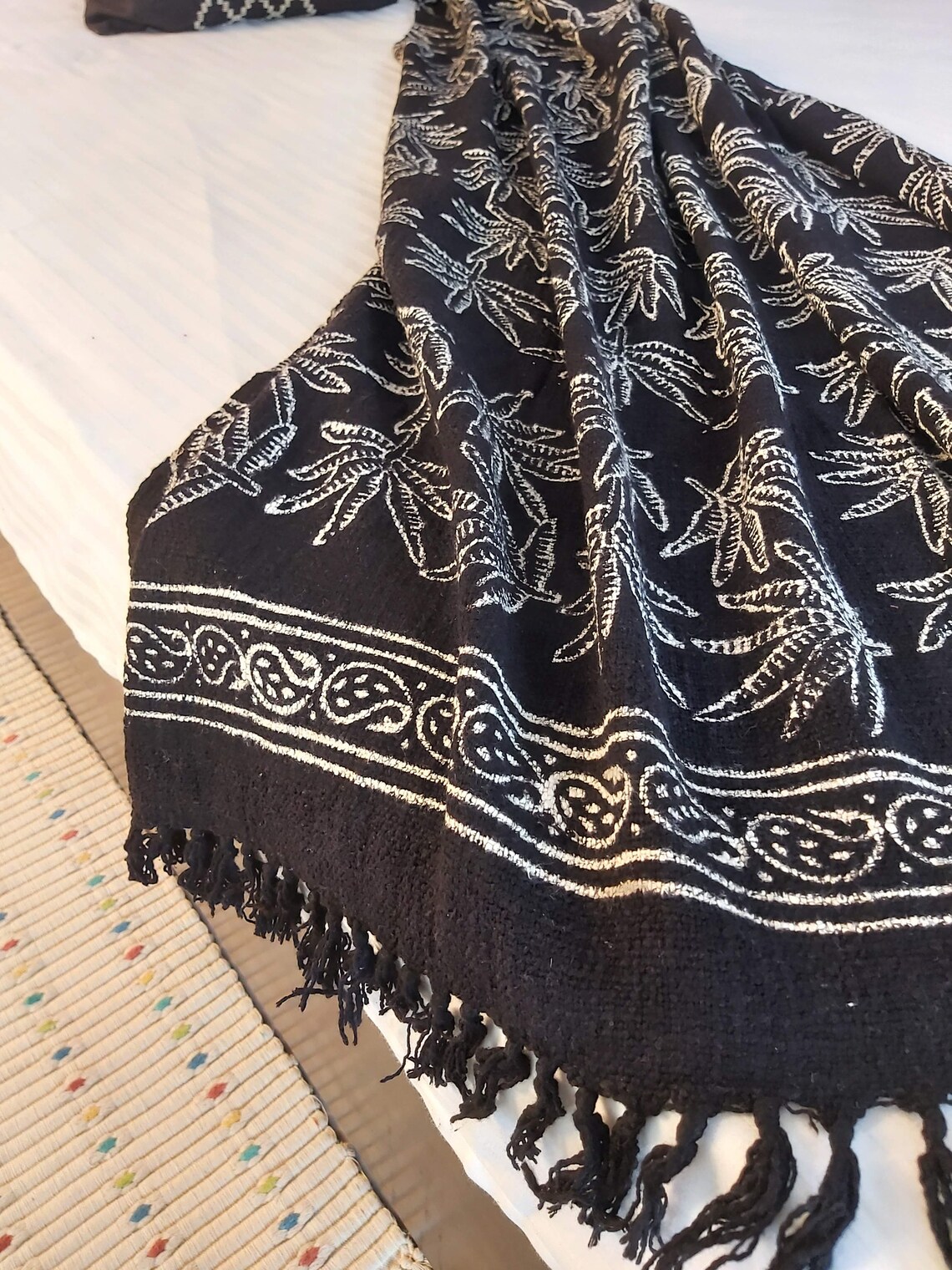Hand Block Printed Cotton Throw/ Handloom Cotton Throw/ Living Room