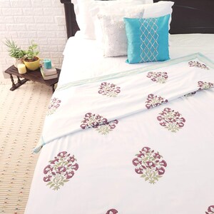 Floral handblock single bed dohar/summer blanket