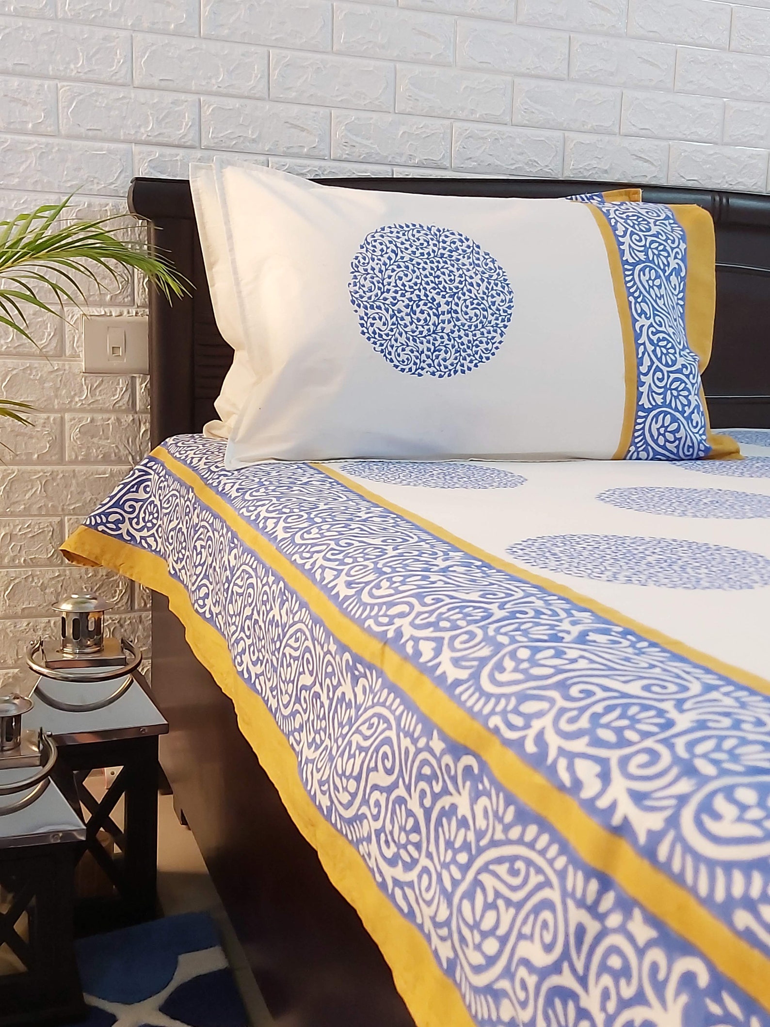 Hand Block Print Jaipuri Indian Cotton Bed Sheet With 2 Pillow Etsy UK