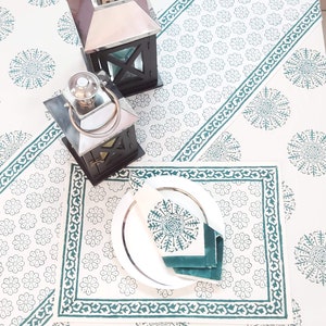 Hand Block Printed Table Cover Set/Table Cloth/ Table Napkins/Table Runner/ Table Mats/ Placemats/Mothers Day Gift/6 Seater/Dining Table Set