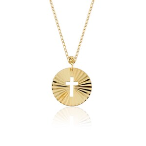 14k Solid Gold Disc Necklace