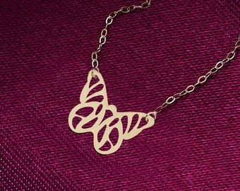 14k Solid Gold Butterfly Necklace, Simple Gold Necklaces for Women, Real Gold Butterfly Pendant Necklace, Gift for Sister, Birthday Gift