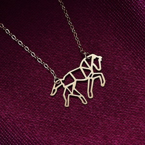 14K Solid Gold Horse Necklace for Women, Unique gifts for her, Solid Gold, Horse Pendant, Adjustable Delicate Chain, Dainty gold Necklace
