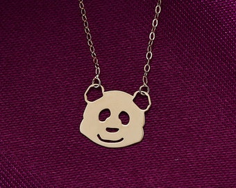 Elegant 14K Gold Panda Pendant - Unique Animal Necklace