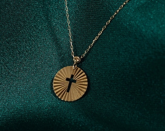 14K Gold Cross Necklace – Radiant Faith Pendant for Christian Women, 14k Gold Gift Cross