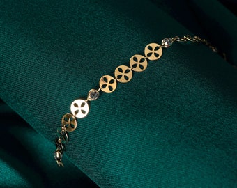 14k Gold Good Luck Bracelet, Dainty Gold Bracelet.14k Gold Bracelet,Best Gifts for Her,Solid Gold Bracelet,14k Bracelet for Women