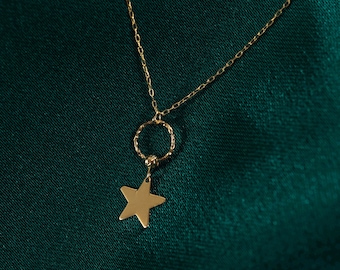 Gorgeous Solid Gold Star Necklace: Minimalist Jewelry for Her - 14k Gold  Unique Present