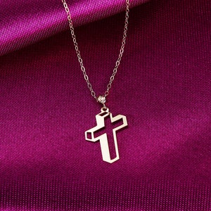 Cross Necklace in 14k Gold, Solid Gold Necklace for Women, Minimalist Necklace, 14k Gold Cross Necklace, 14k gold gift cross