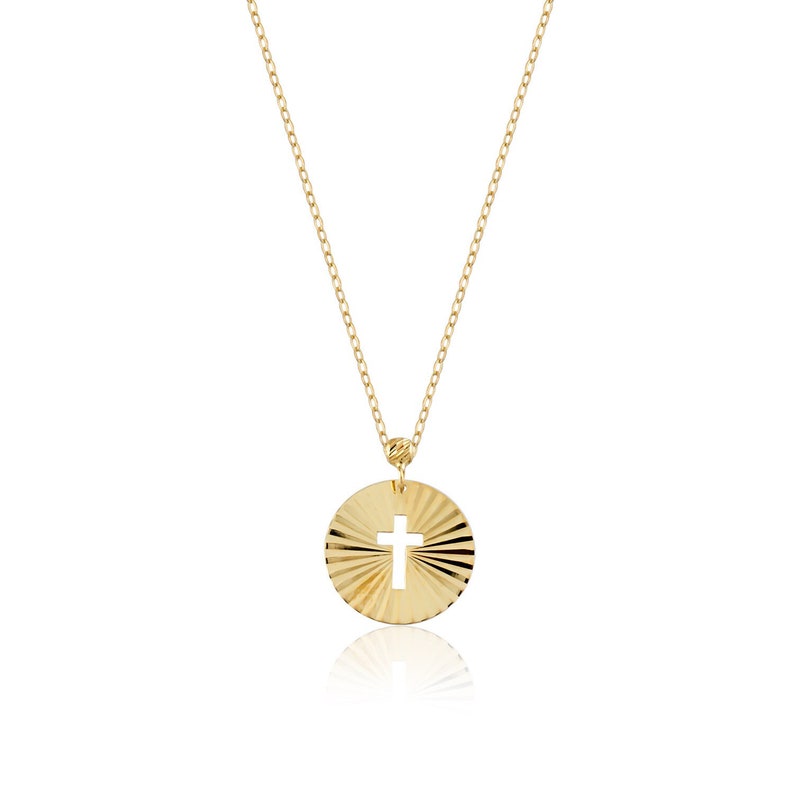 14k Solid Gold Disc Necklace