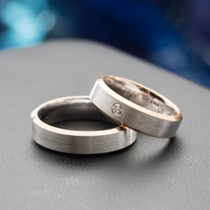 14k Solid Gold Couple Wedding Bands, Real Gold Matching Bands for Women and Men, His and Hers Wedding Bands