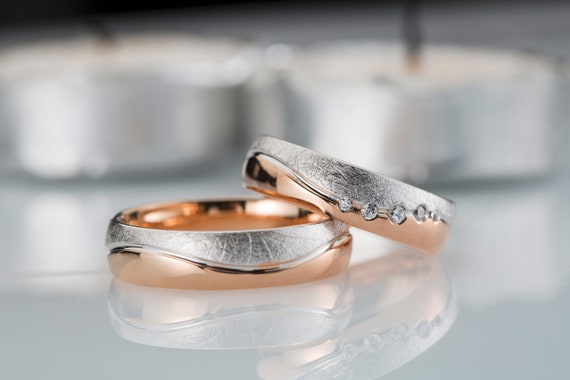 Conjunto alianza de boda de plata, alianzas de boda de plata, anillos de  pareja, anillos para parejas, alianza de boda para él y para ella, anillos  de boda mujer -  México