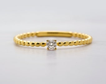 Stacking Ring / 0.06 Ct Diamond 14k Solid Gold Ring / Diamond Stacking Ring / Bridesmaid Gift- Dialook