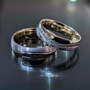 Diamond Wedding Band Set 14k Gold, Wedding Band Women, Mens Wedding Band, Matching Rings, Gold Wedding Band Women, N22
