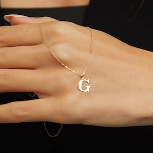 Collar con inicial de oro de 14 quilates: colgante con letra personalizada (A-Z). Regalo para el Día de la Madre.