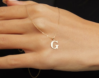 14K Gold Initial Necklace – Personalized Letter Pendant Gift for Her (A–Z). Mothers Day Gift