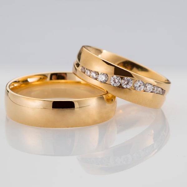 Ring Sets His MABELLA Couple Rings Black Men's Titanium Matching