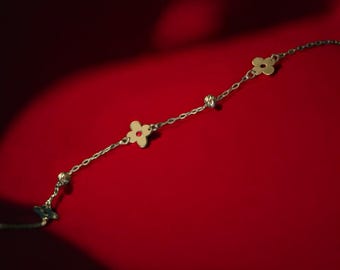 14K ゴールドの小さなクローバー ブレスレット - Etsy 日本