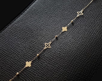 14K ゴールドの小さなクローバー ブレスレット - Etsy 日本