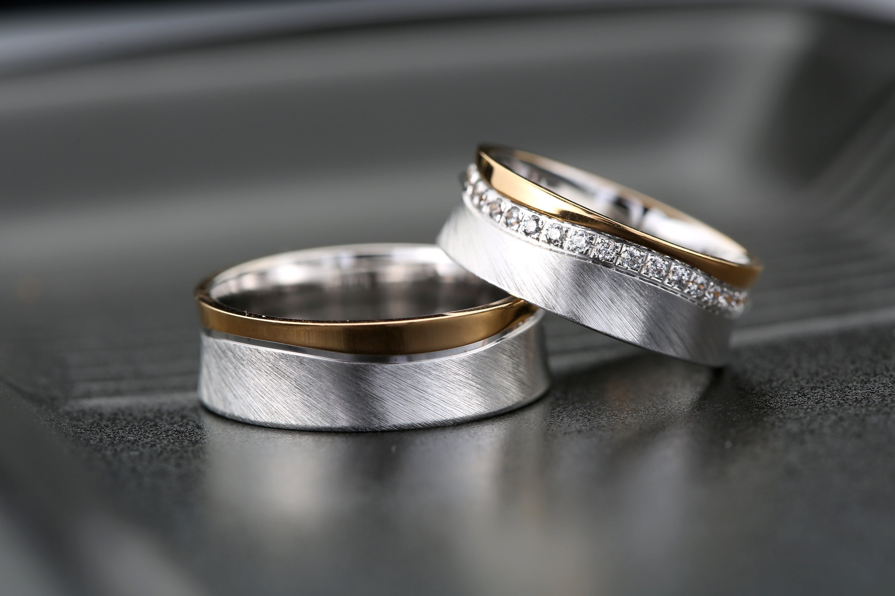 14k Gold Wedding Ring Set His and Hers Wedding Band Set With