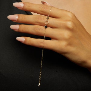 14k Gold Clover Bracelet, Dainty Clover Bracelet for Women, Luck Bracelet, Gifts for Mom, 14k Fine Jewelry Bracelet, Gifts for Her image 2