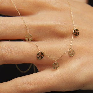 14k Solid Gold Clover Necklace for Women, Clover Necklace, Dainty Flower Necklace,Tiny Gold Floral Necklace, Best Gifts For Her,14k Necklace