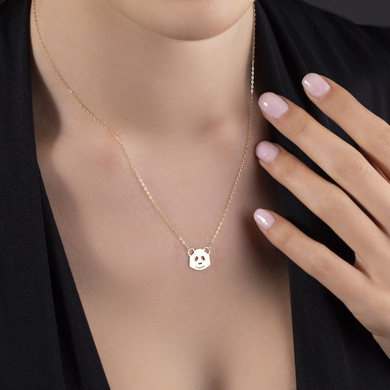 Wostu Original Baby Panda Pendant Necklace 925 Sterling Silver Heart Shape  Crystal CZ Enamel Jewlery for Women Chain Necklace