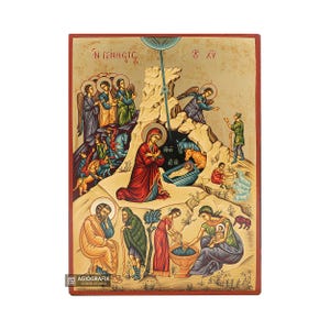 Geboorte van de Heer - Bladgoud achtergrond christelijk-orthodox icoon