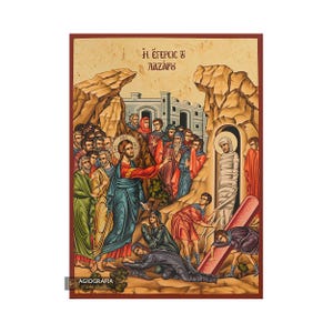 Raising of Lazarus - Gold leaf background Christian Orthodox Icon