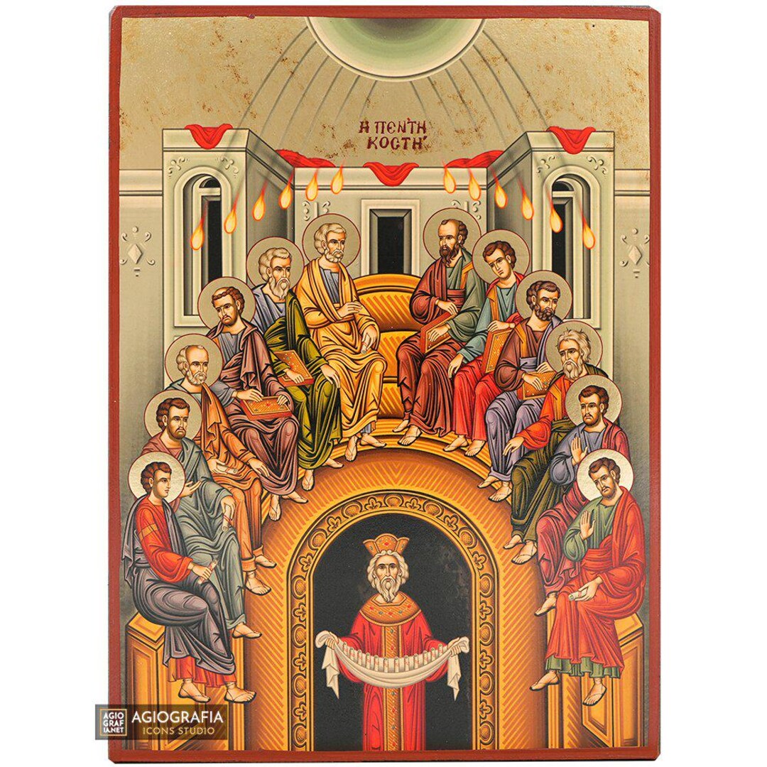 Pentecost - Gold Leaf Background Christian Orthodox Icon - Etsy