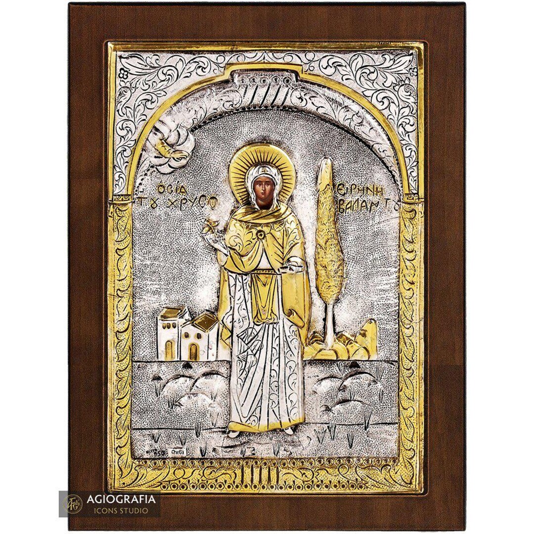 Saint Irene Chrisovalantou - 17 X 23 Cm (6.7 X 9.1 In) Silver Gold ...