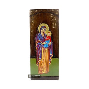 St Anna - Wood curved Byzantine Christian Orthodox Icon on Natural solid Wood