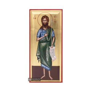Saint John the Baptist - Handmade Recessed Panel & Gold Leaves in a Icon CASE - Mounting point and Stand - GIFT READY