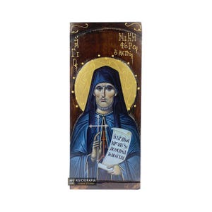 St Nicephorus the Lepper - Wood curved Byzantine Christian Orthodox Icon on Natural solid Wood
