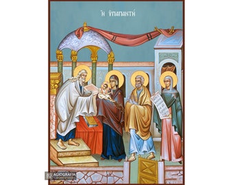 Presentation of the Lord - Museum Print Technique with Blue Background in Case - Mounting point and Gift Ready