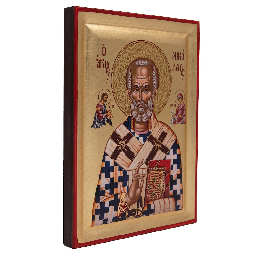 Saint Nicholas Byzantine Icon Handmade Recessed Panel & Gold | Etsy