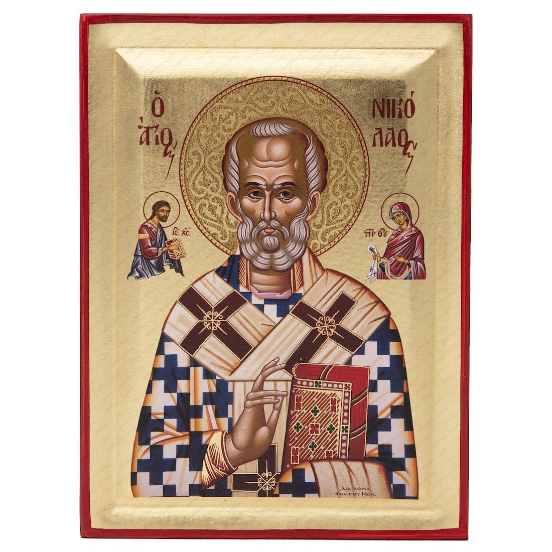 Saint Nicholas Byzantine Icon Handmade Recessed Panel & Gold | Etsy