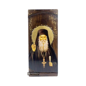 St Jacob Tsalikis - Wood curved Byzantine Christian Orthodox Icon on Natural solid Wood