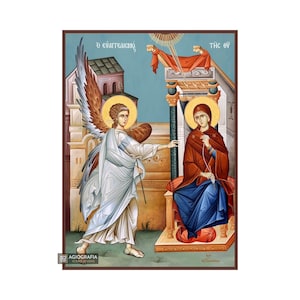 Aankondiging van de Theotokos: bladgoud op de achtergrond christelijk-orthodoxe icon