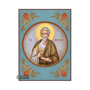Saint Apostle Matthias - Bladgoud achtergrond christelijk-orthodoxe icon