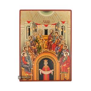 Pentecoste - Icona Cristiana Ortodossa con sfondo in foglia d'oro
