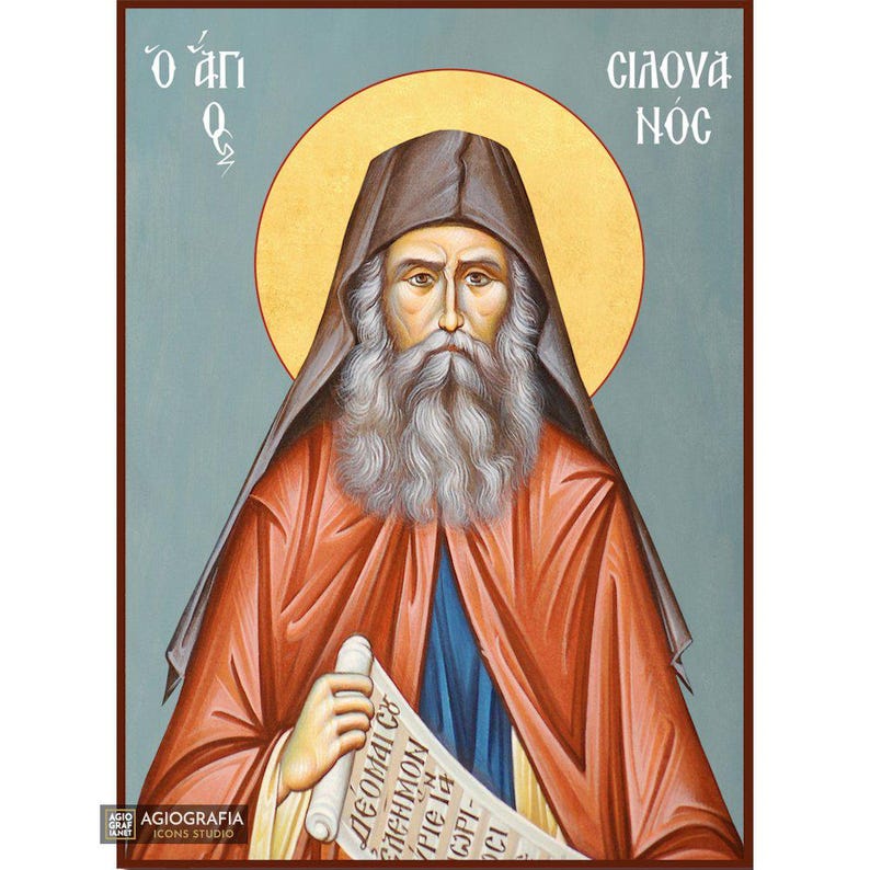Saint Silouan the Athonite - Museum Print Technique With Blue ...